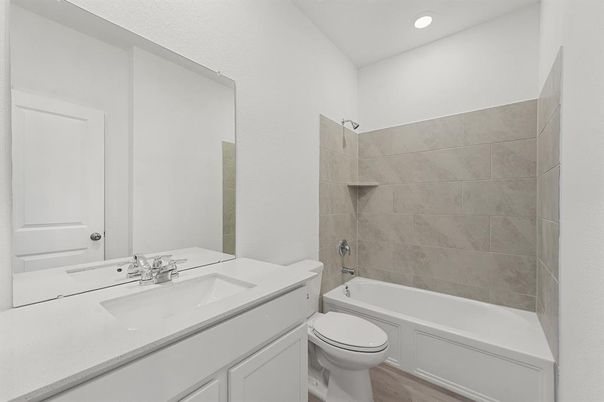 Bathroom, Interior, Recessed Lighting, Wood Texture Flooring