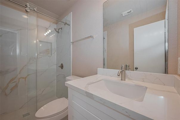 Bathroom, Glass Shower, Interior, Marble Walls