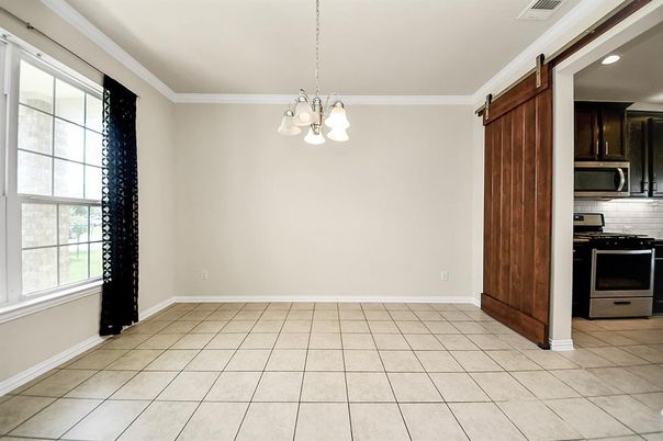 Chandelier, Empty room, Interior, Kitchen, Recessed Lighting