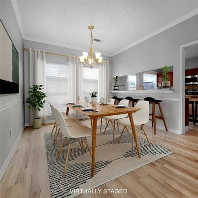 Chandelier, Dining room, Interior, Wood Texture Flooring