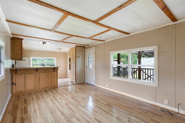 Empty room, Interior, Wooden Beams, Wood Texture Flooring