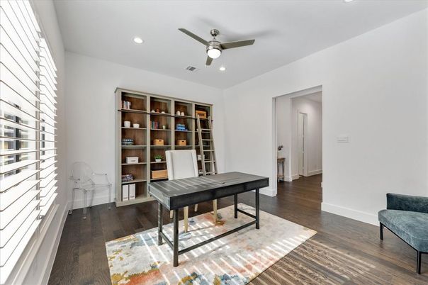 Home Office, Interior, Recessed Lighting, Wood Texture Flooring