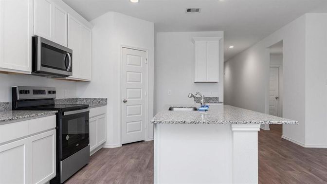 Interior, Kitchen, Recessed Lighting, Wood Texture Flooring