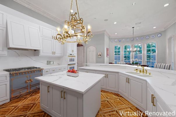 Chandelier, Interior, Kitchen, Marble Walls, Recessed Lighting