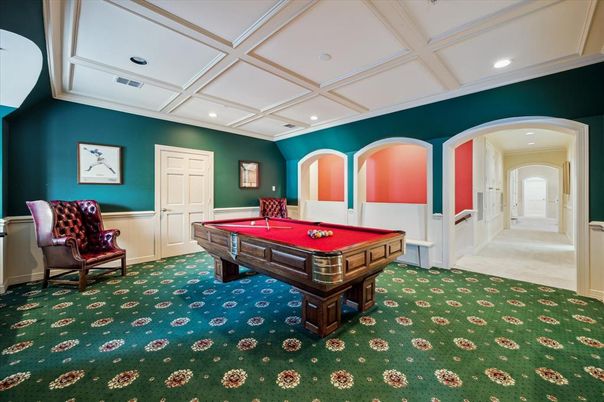 Billiard Table, Game Room, Interior, Recessed Lighting