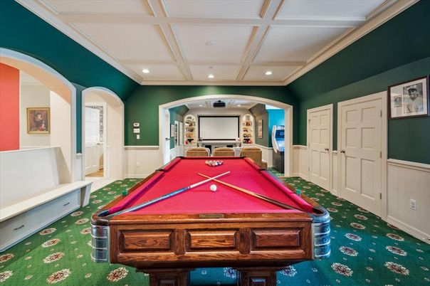 Billiard Table, Game Room, Interior, Projection Screen, Recessed Lighting