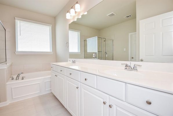 Bathroom, Dual Sink Vanities, Glass Shower, Interior