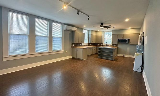 Interior, Kitchen, Recessed Lighting, Wood Texture Flooring