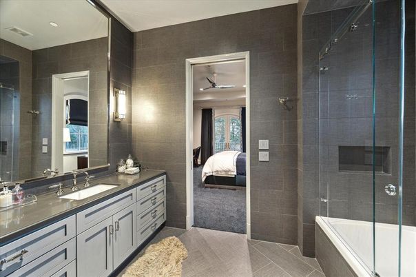 Bathroom, Bedroom, Dual Sink Vanities, Glass Shower, Interior, Recessed Lighting