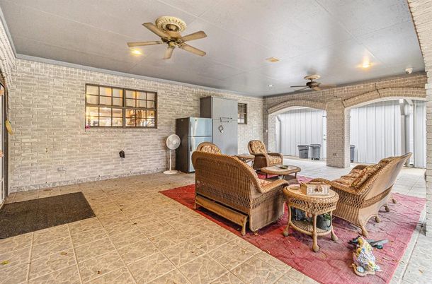 Interior, Living room, Recessed Lighting, Stone Walls