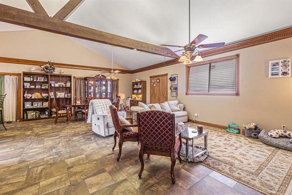 Dining room, Interior, Living room, Pendant Lights, Wooden Beams