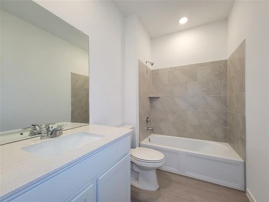 Bathroom, Interior, Recessed Lighting, Wood Texture Flooring