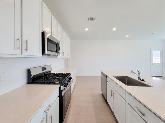 Interior, Kitchen, Recessed Lighting, Wood Texture Flooring
