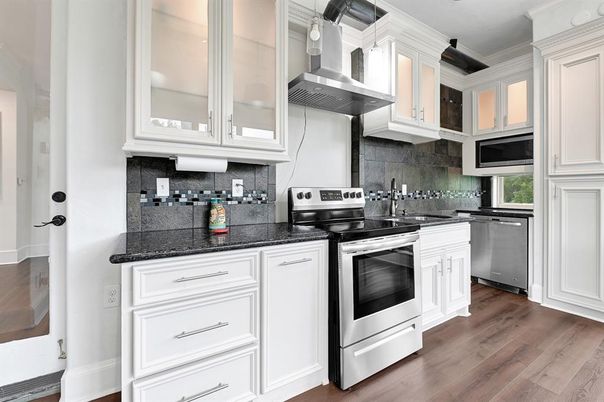 Interior, Kitchen, Stainless Steel Appliances, Wood Texture Flooring