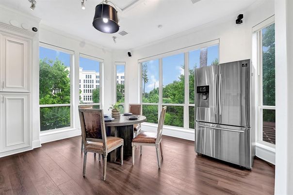 Dining room, Interior, Stainless Steel Appliances, Wood Texture Flooring