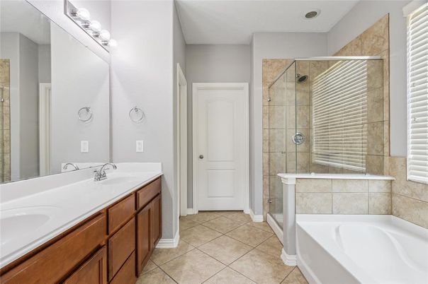 Bathroom, Dual Sink Vanities, Glass Shower, Interior