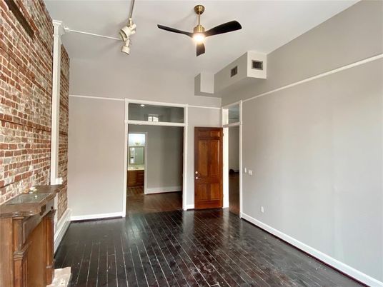 Empty room, Interior, Stone Walls, Wood Texture Flooring