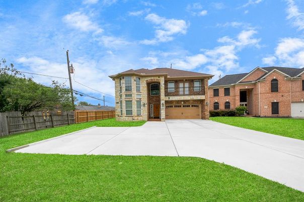 Attached, Backyard, Exterior, Facade, Brick Facade, French Provincial