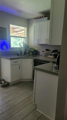 Interior, Kitchen, Recessed Lighting, Wood Texture Flooring