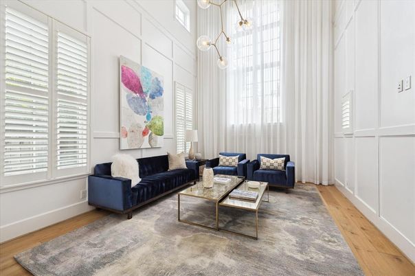 Interior, Living room, Pendant Lights, Wood Texture Flooring