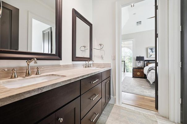 Bathroom, Bedroom, Dual Sink Vanities, Interior, Wood Texture Flooring