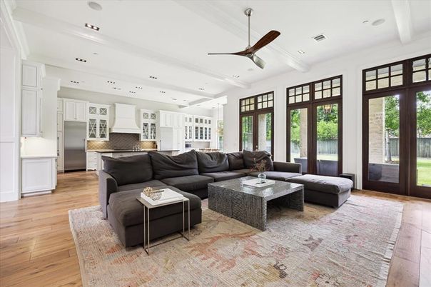 Interior, Kitchen, Living room, Recessed Lighting, Stainless Steel Appliances, Wood Texture Flooring