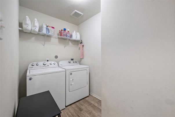 Interior, Washer, Wood Texture Flooring
