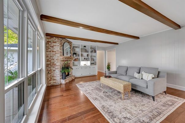 Fireplace, Interior, Stone Walls, Wooden Beams, Wood Texture Flooring