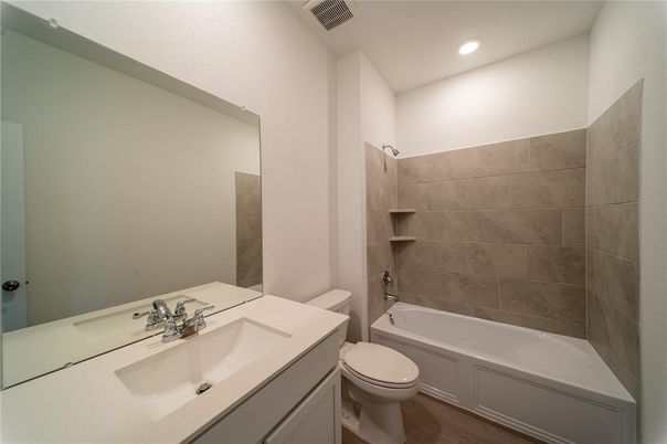 Bathroom, Interior, Recessed Lighting, Wood Texture Flooring