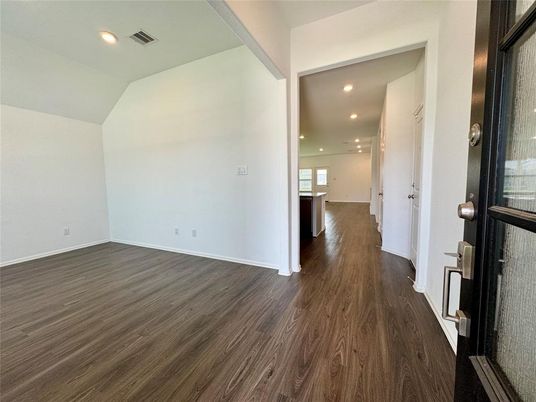 Empty room, Interior, Recessed Lighting, Wood Texture Flooring