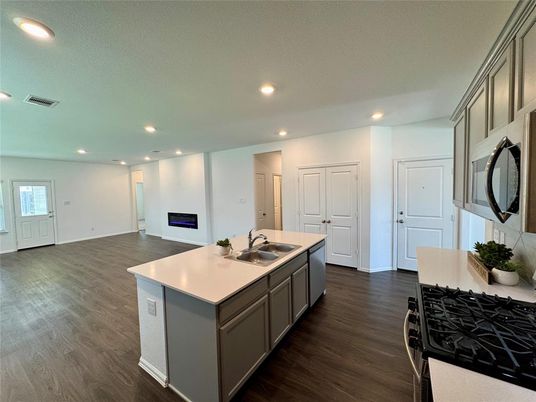 Interior, Kitchen, Recessed Lighting, Wood Texture Flooring