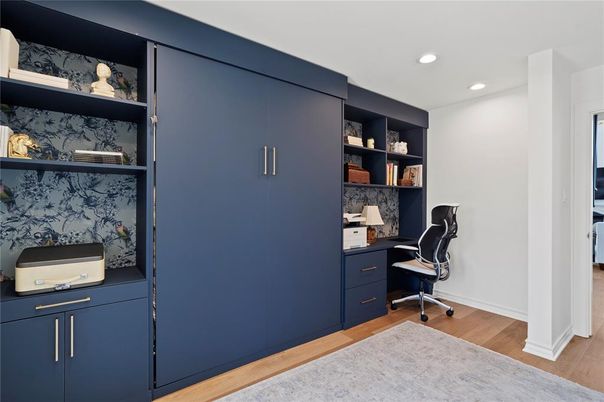 Home Office, Interior, Recessed Lighting, Wood Texture Flooring