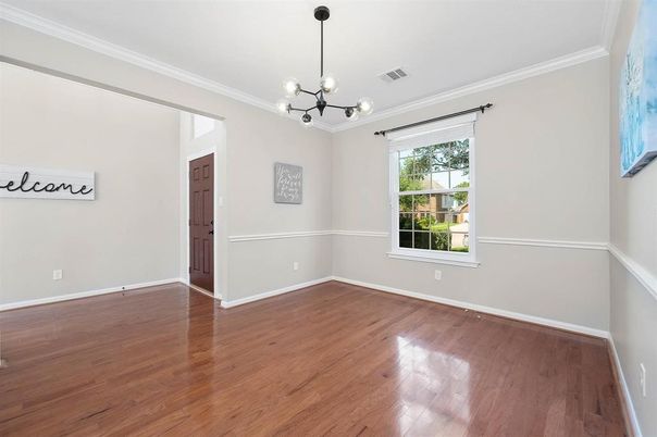 Empty room, Interior, Pendant Lights, Wood Texture Flooring