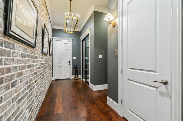 Interior, Pendant Lights, Stone Walls, Wood Texture Flooring