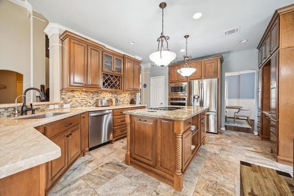 Interior, Kitchen, Pendant Lights, Recessed Lighting, Stainless Steel Appliances
