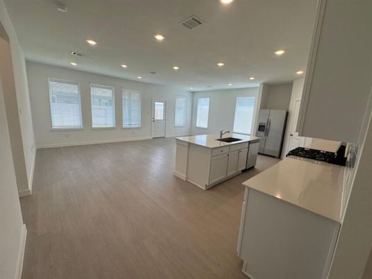 Interior, Kitchen, Recessed Lighting, Wood Texture Flooring