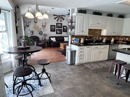 Chandelier, Interior, Kitchen, Living room, Pendant Lights, Wood Texture Flooring