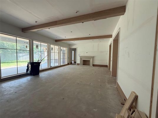 Empty room, Fireplace, Interior, Wooden Beams