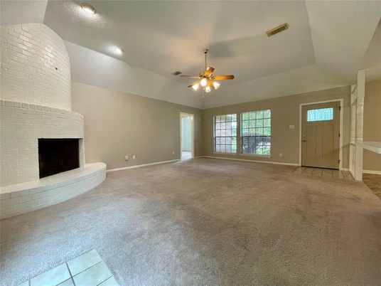 Empty room, Fireplace, Interior, Recessed Lighting