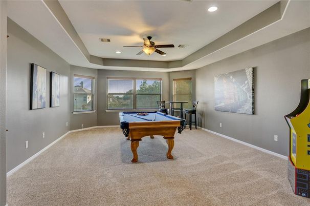 Billiard Table, Game Room, Interior, Recessed Lighting
