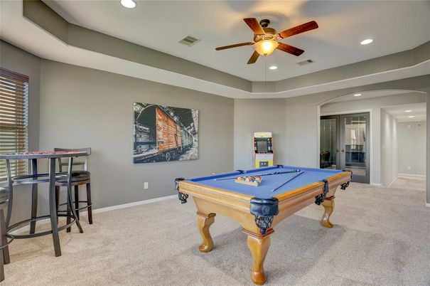 Billiard Table, Game Room, Interior, Recessed Lighting