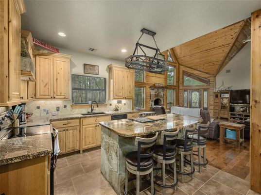 Interior, Kitchen, Recessed Lighting, Wooden Ceilings, Wood Texture Flooring