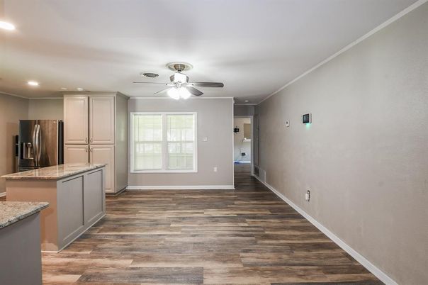 Interior, Kitchen, Recessed Lighting, Wood Texture Flooring