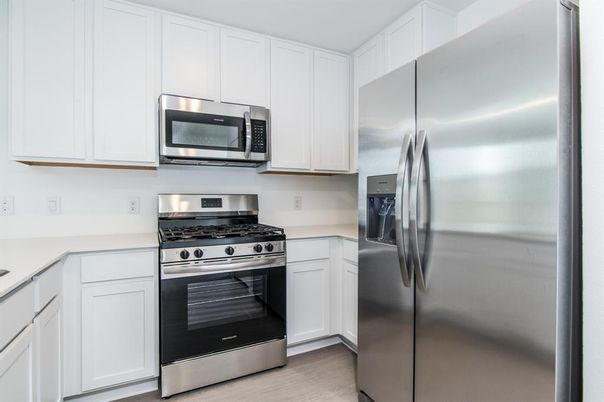 Interior, Kitchen, Stainless Steel Appliances, Wood Texture Flooring