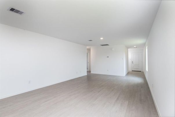 Empty room, Interior, Recessed Lighting, Wood Texture Flooring