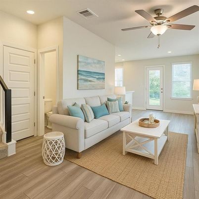 Interior, Living room, Recessed Lighting, Wood Texture Flooring