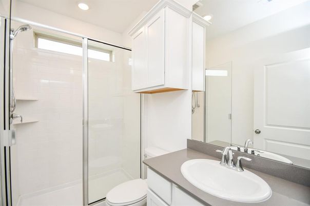 Bathroom, Glass Shower, Interior, Recessed Lighting