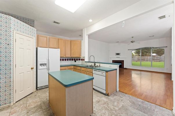 Interior, Kitchen, Recessed Lighting, Wood Texture Flooring