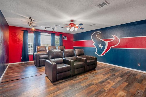 Home Theatre Room, Interior, Wood Texture Flooring