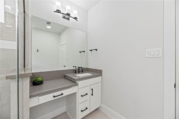 Bathroom, Dual Sink Vanities, Glass Shower, Interior